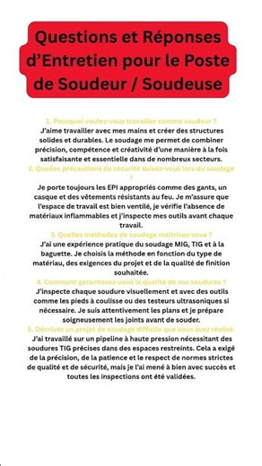 Préparez votre Entretien de Soudeur en 60 secondes ! #shorts