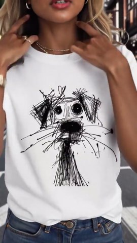 Sketch Doodle Dog T-shirt | Minimalist Pet Lover Graphic Tee - Etsy