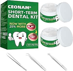 Tooth Repair Kit - 60g Temporary Fake Teeth Replacement Beads Kit with 3 Pieces Dental Tweezers Tools for Temporary Restoration of Missing & Broken Teeth Replacement Dentures