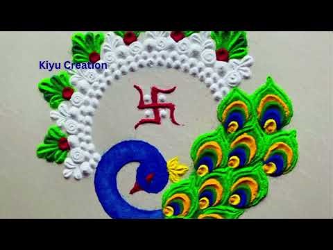 “Diwali 2025 Peacock Rangoli | Full Step By Step Tutorial | Easy & BEAUTIFUL Design” Kiyu Creation