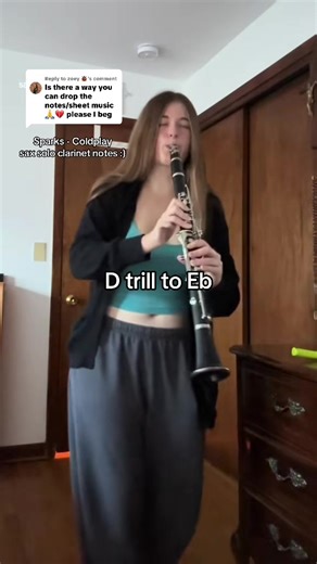 Replying to @zoey 🐞 you prob gotta slow it down to read it better but here!! (hopefully there’s no typos 😸) #coldplay #sparks #cover #clarinet #notes