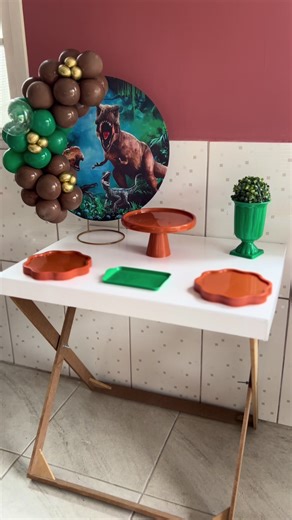 Festa na mesa tema Dinossauro 🦕 #festanamesa #minifesta #decoração #aniversario