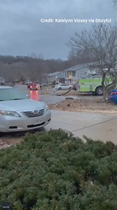 LOOK OUT: Homeowners shriek as fire truck spins on icy road before loud crash. | Fox News