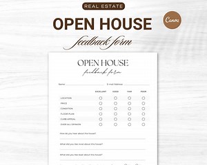Open House Feedback Form, Editable Template, Real Estate Marketing, Real Estate Open House, Realtor Open House Flyers, Buyer Feedback - Etsy