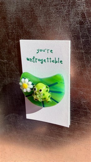 1-magnet-frog-lily Pad-unfrogettable-notecard-fused Glass - Etsy