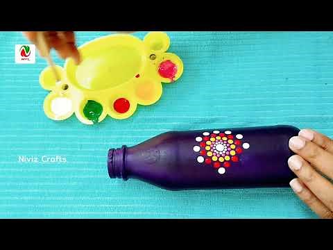 EASY Mandala Art on Small Bottles | Easy Dot Mandala Bottle Painting | Niviz Crafts Ep 52