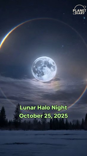 Step outside tonight and look up — a rare lunar halo may grace the sky. This glowing ring around the Moon forms when moonlight passes through icy clouds high above, bending into a perfect circle of soft light. A quiet wonder, reminding us that even the coldest nights hold beauty worth pausing for. 🌙💫 | Luna Discovery