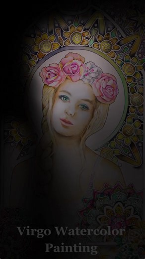 Virgo star sign watercolor painting from my new Zodiac artwork series. #virgopainting #starsignart #zodiacartwork