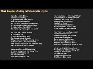 Sailing to Philadelphia - Lyrics - Mark Knopfler ( Dire Straits )