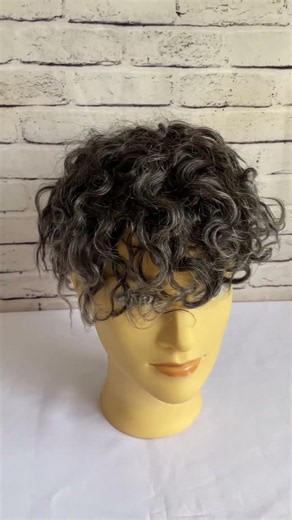 Wavy gray hair natural hairline Hollywood lace toupee system for mens hair loss #hairsystem