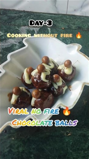 Day-3 Cooking Without fire 🔥 Viral no fire chocolate balls #Viralshorts #trendingshorts #nogasrecipe