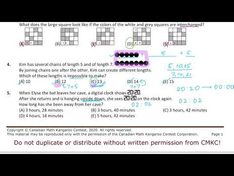 Math Kangaroo 2020 Grade 5-6– Problem 5 | Digital Bat and The Clock