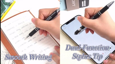 Personalized Pens - Custom Pens in Bulk - Customized Engraved Ballpoint Pen with Name, Logo, Text - Black Ink, with Stylus Tip - Suitable for Corporate, Parties, Events, Promotions