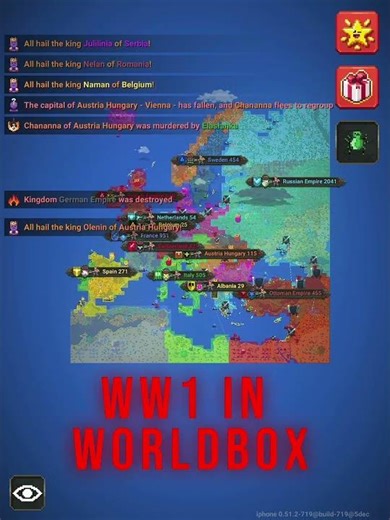 World War I in WorldBox #worldbox #maps #history #ww1 #1914 #europe #historicalsimulation #subscribe