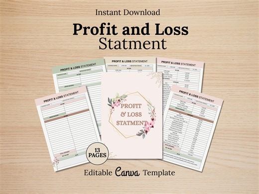 Editable Profit and Loss Statement, Printable P&L Template Bundle, Small Business Income Statement, Financial Statement, Profit Calculator, - Etsy