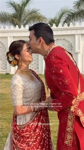 Indian Bride First Look | Groom's Reaction | Couple Goals | Romantic Couple | Bridal Lehenga #shorts