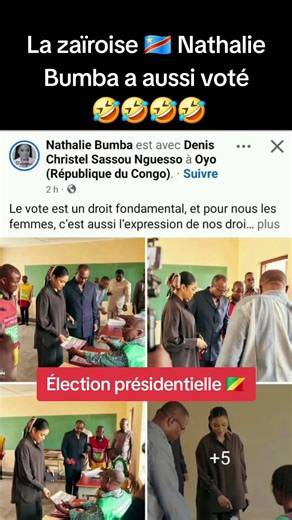 Élection présidentielle du Congo 🇨🇬La zaïroise 🇨🇩 Nathalie Bumba a aussi voté😅