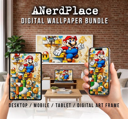 Picasso Mario Desktop Wallpaper, MacBook Wallpaper, Phone and Tablet Background Oil Paint - Etsy UK