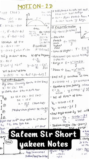 motion in plane Saleem Sir Yakeen Short Notes #saleemsir #yakeenneet #physicswallah #neet #pw