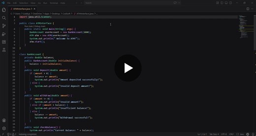 #codsoft #internship #javadevelopment #oop #java #coding #atminterface #project | Lowkya Endluri