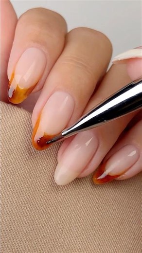 tortoise shell french tip nail art tutorial 🤎🧸🍂 #fallnails
