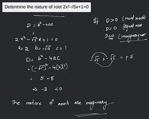 Determine the nature of root 2x²-√5x+1=0... | Filo