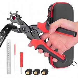 Belt Hole Puncher for Leather with Case, Leather Hole Punch Tool Kit, Belt Hole Punching Tool Heavy Duty Watch Band Hole Punch Multi-Size Hole Maker for Watch Bands/Clothes/Fabric/Shoes/DIY Craft
