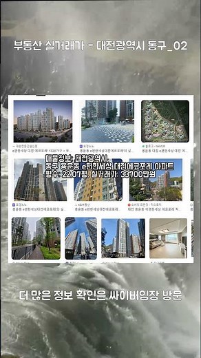 2025년 하반기 국토부 부동산 실거래가 정보 대전광역시 동구 02