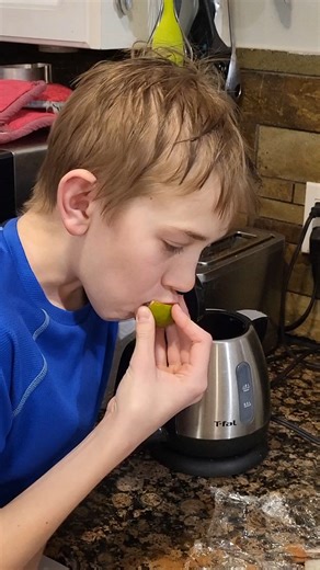 Kevin Dick on Instagram: "🧪🍋‍🟩 Grayson’s Science Experiment: “Does Cinnamon + Lime = Cola?”🥤 Folks… My son decided to conduct a very important scientific study in our kitchen. Step 1: Christina coats a lime in cinnamon. Step 2: Grayson bravely grabs lime 🍋‍🟩 Step 3: First suck..Hmm. Interesting. 🤔 Step 4: He goes back for seconds… Step 5: He takes an actual BITE. The reaction? Instant regret. Immediate life lessons. Priceless content. 😂🔥 #KitchenScience #DadLife #KidsAreWild #CinnamonFa
