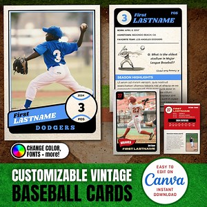 Customizable Baseball Card Canva Template, Player Trading Cards Template, Personalized DIY Sport Card, Printable School Team Gifts - Etsy