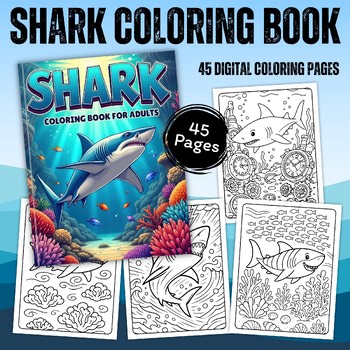 Shark Coloring Pages for Adults & Teens | 45 Underwater Ocean Animal Designs