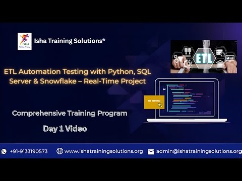 ETL Automation Testing Day 1 Video On 29th Jan 2025. Call or WhatsApp us on +91-9133190573 to enroll