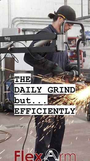 Travis Collins on Instagram: "This is the ticket for production work. Saves the body and allows for more consistent work. @flexmachinetools makes these arms for grinders, die grinders, tapping, balance arms, and torque reaction. @bull_fab on the grinder getting it done"