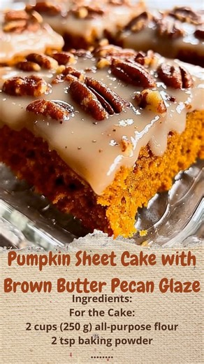 Pumpkin Sheet Cake with Brown Butter Pecan Glaze | Cakecrafted Recipes