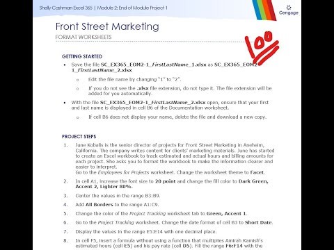 Shelly Cashman Excel 365 | Module 2: End of Module Project 1
