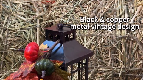 DECORKEY LED Candle Lantern Decorative Indoor & Outdoor, 14.5" Vintage Hanging Lanterns with LED Candles, Large Outdoor Lanterns for Patio Front Porch Home Christmas, Spring Decorations