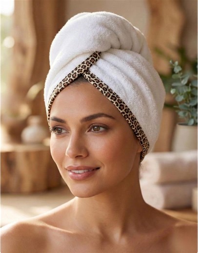 Leopard Print Hair Towel Turban Quick Drying Turkish Cotton Terry Head Towel Wrap After Shower, Cute Self Care Gift - Etsy