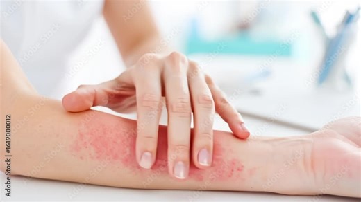 Skin irritation, red rash on arm, eczema symptoms, psoriasis flare, fungal infection, allergic reaction, hives outbreak, dermatology concern, inflamed skin, healthcare examination