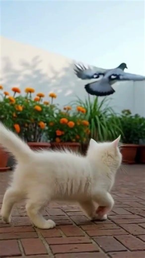 Tutu tries to catch pigeon but fails 😂 #cat #kittens #cutekittens