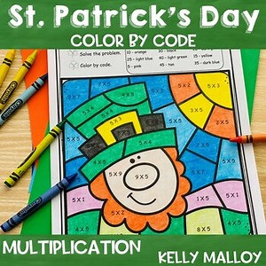 St. Patrick's Day March Coloring Pages Sheets Multiplication Color by Number