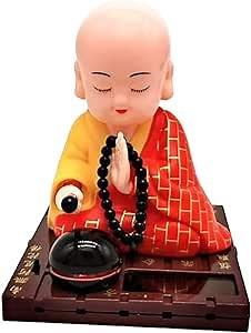 Flameer Solar Dancer Ornament ,Buddhist Monk Solar Pal The President- Dancing Solar - Car Desktop Office, 7x7x9cm/2.75x2.75x3.54inch - Yellow