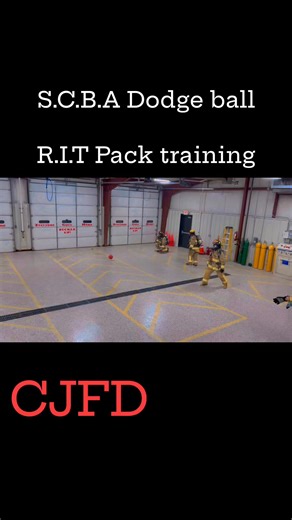 Our Fire Fighters are training to learn how to use their SCBA and the RIT pack by playing dodgeball! | Central Joint Fire District
