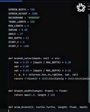 🌳 Watch Python Bring Nature to Life! | Create a Stunning Recursive Fractal Tree with Turtle Graphics
