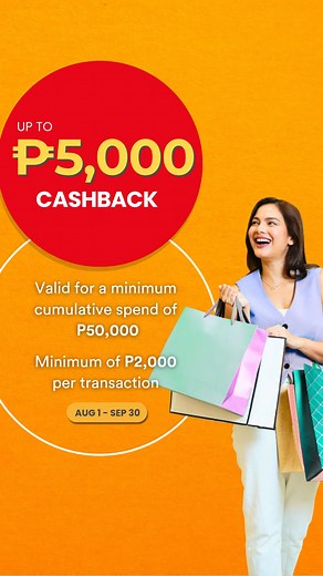 Get up to P5,000 CASHBACK when you SHOP & DINE with your BDO Mastercard Credit Card! Offer is valid for a cumulative spend of at least P50,000 in Retail Shops, Department Stores, and Restaurants, minimum of P2,000 per transaction. Promo runs from August 1 to September 30, 2025. Visit the BDO Deals website for more details. Terms and Conditions apply. DTI232676. No BDO Credit Card yet? Apply now and get up to P10K Cashback! For details, visit ​www.bdo.com.ph/live-better. | BDO Unibank