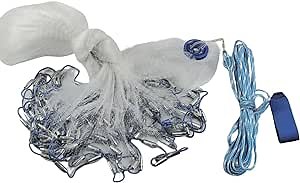 10FT/ 14FT/ 18FT/ 22FT Handmade Saltwater Fishing Cast Net with Sinker, Cast Fishing Net Spin Network Bait Fish Net Old Salt Premium Cast Net Hand Cast Fishing Net