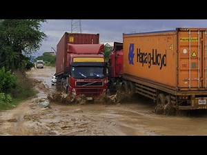 Extreme Truck Battle in Deep Mud! | Heavy Container Trucks vs Mud Road Challenge