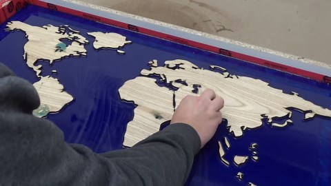 Making an epic WORLD MAP resin table