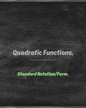 Quadratic Functions Standard Form #highschool