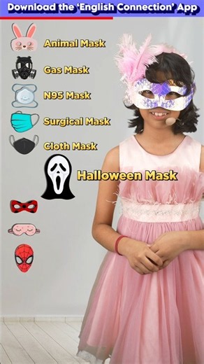 Learn 9 Different Masks in English 🎭 | Kids English Vocabulary | Adi Connection #shorts