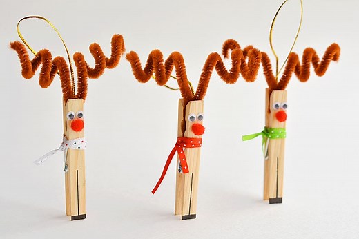 Clothespin Reindeer Christmas Ornaments | Easy Rudolph Craft